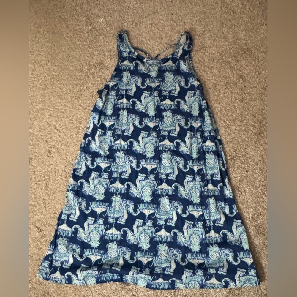 Lilly Pulitzer Blue and Cream Elephant Print Dress
